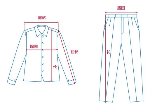 定做工作服測量展示圖，短袖工作服定做，冬季工作服定做